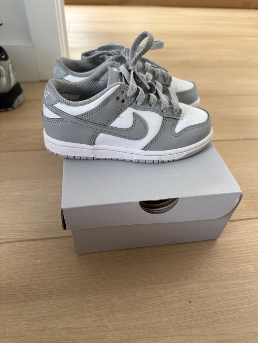 Nike Kids Gray and White Low-Top Sneakers